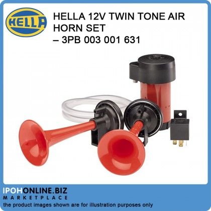 HELLA 12V Twin Tone Air Horn Set – 3PB 003 001 631 HELLA 12V Twin Tone Air Horn Set – 3PB 003 001 631